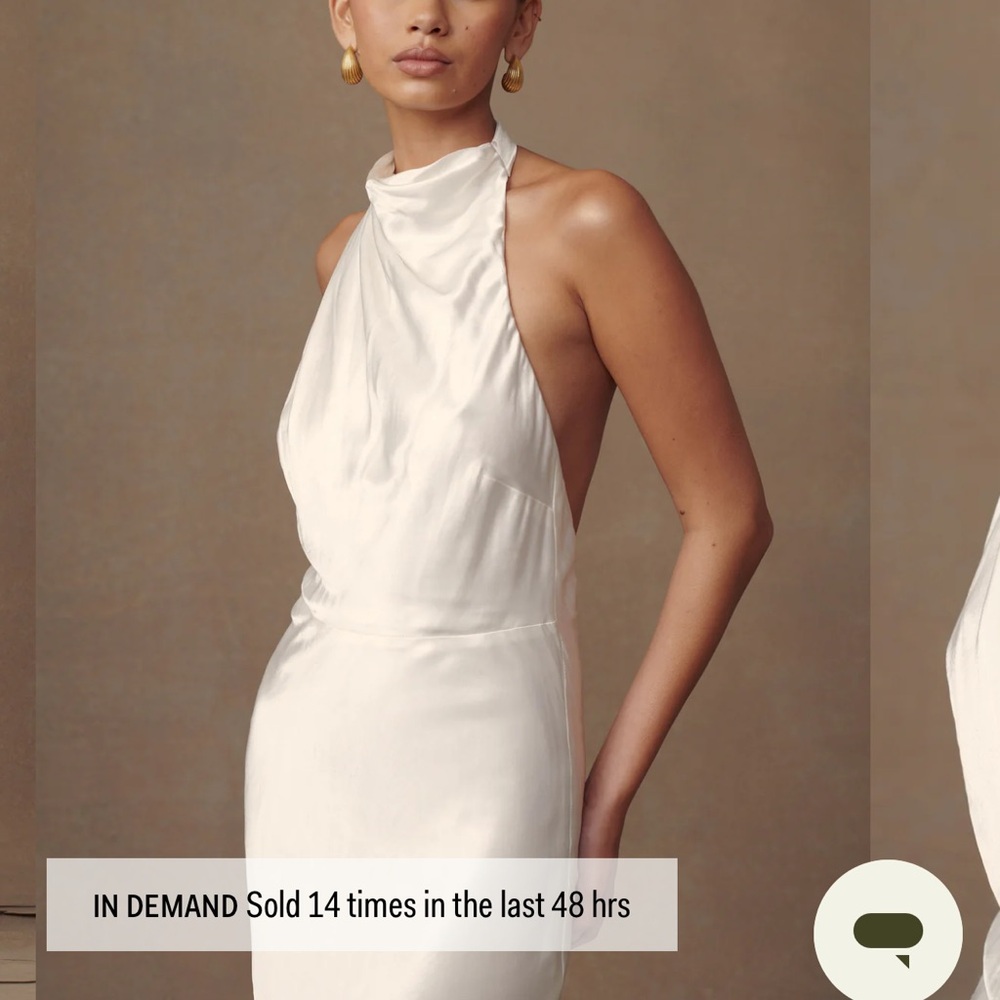 ESTHER - Iridescent Satin Cowl Maxi Dress - Ivory - Picture 2 of 4